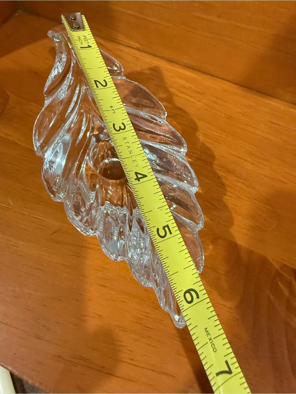 Vintage Clear Glass Leaf Candle Holder